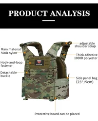 Chaleco táctico modular MOLLE PALS perfil bajo hebilla rápida