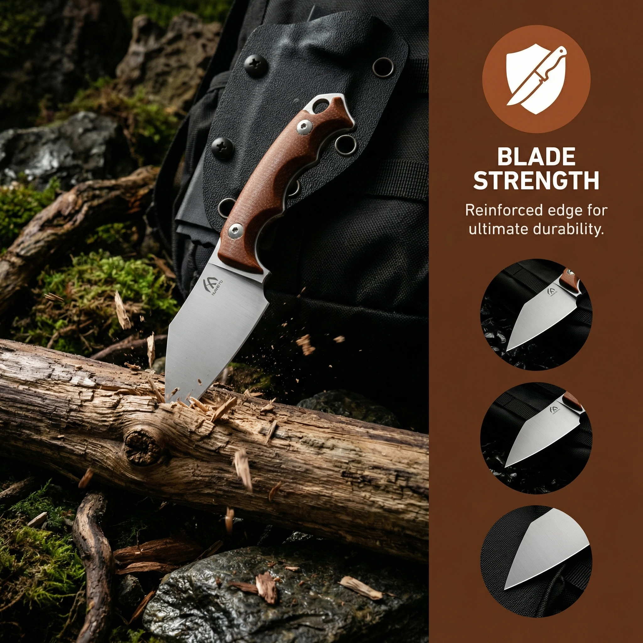 Cuchillo táctico exterior mini mango G10 con funda duradera para camping - imagen 5
