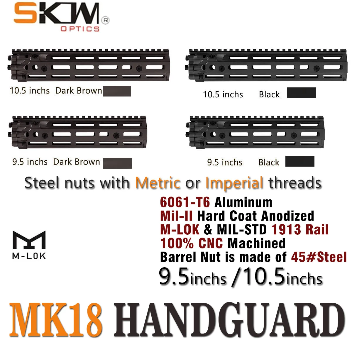 SKWOPTICS Carril Picatinny de aluminio para AR15 con guardamanos M-LOK - imagen 4
