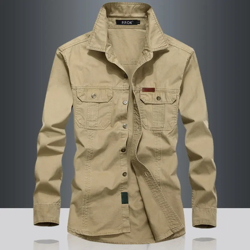 Camisa cargo táctica de algodón corte holgado para hombre militar - imagen 2