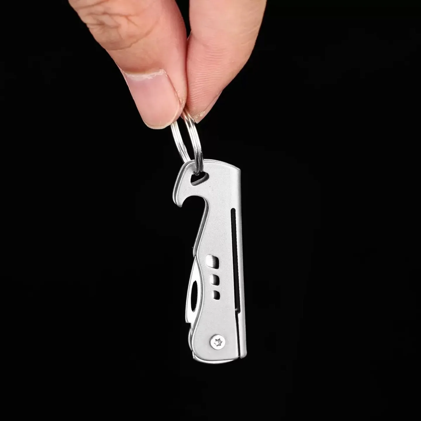 Llavero multifunción mini de titanio – cuchillo EDC y abridor