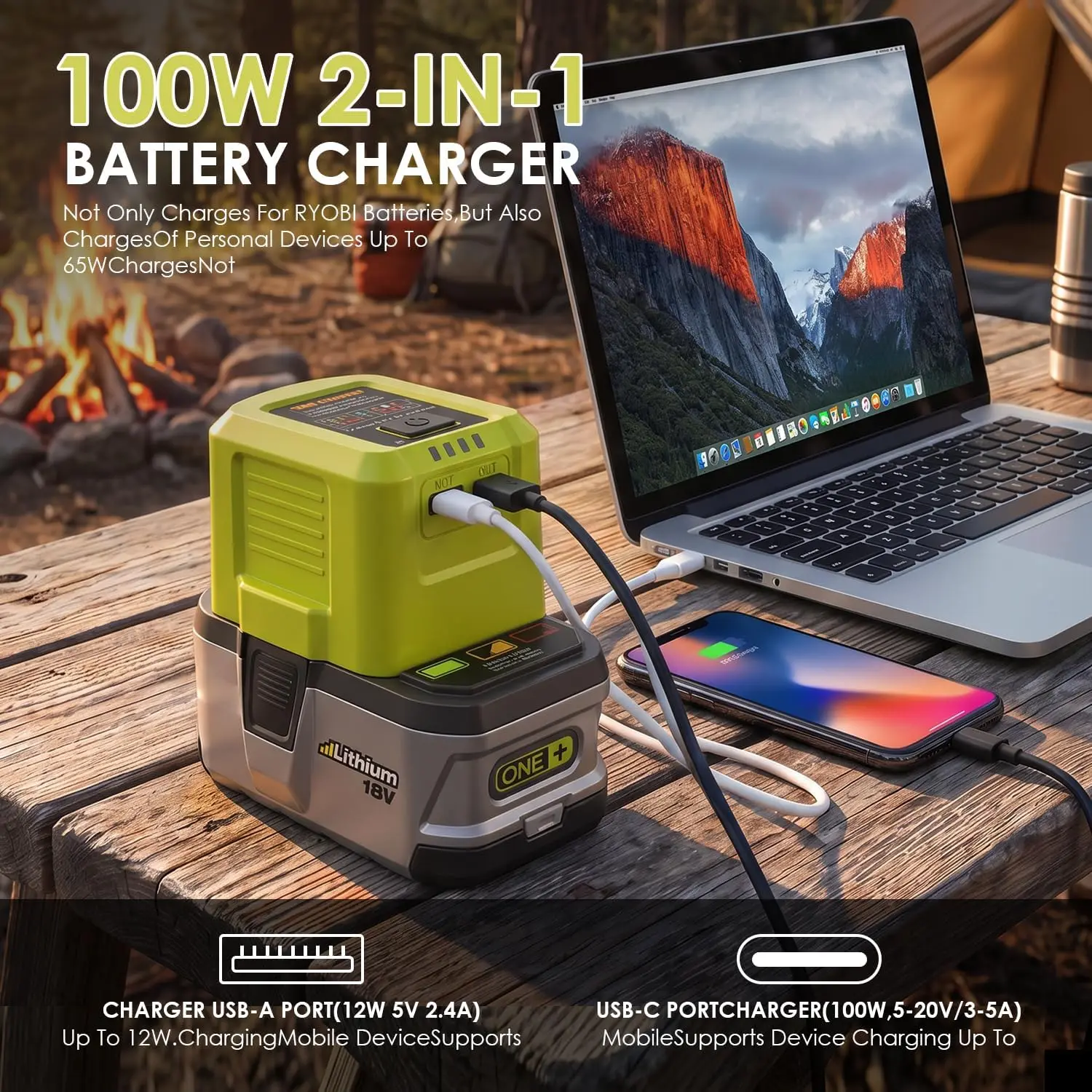Estación de carga portátil USB-C de 100 W para baterías de 18 V - imagen 3