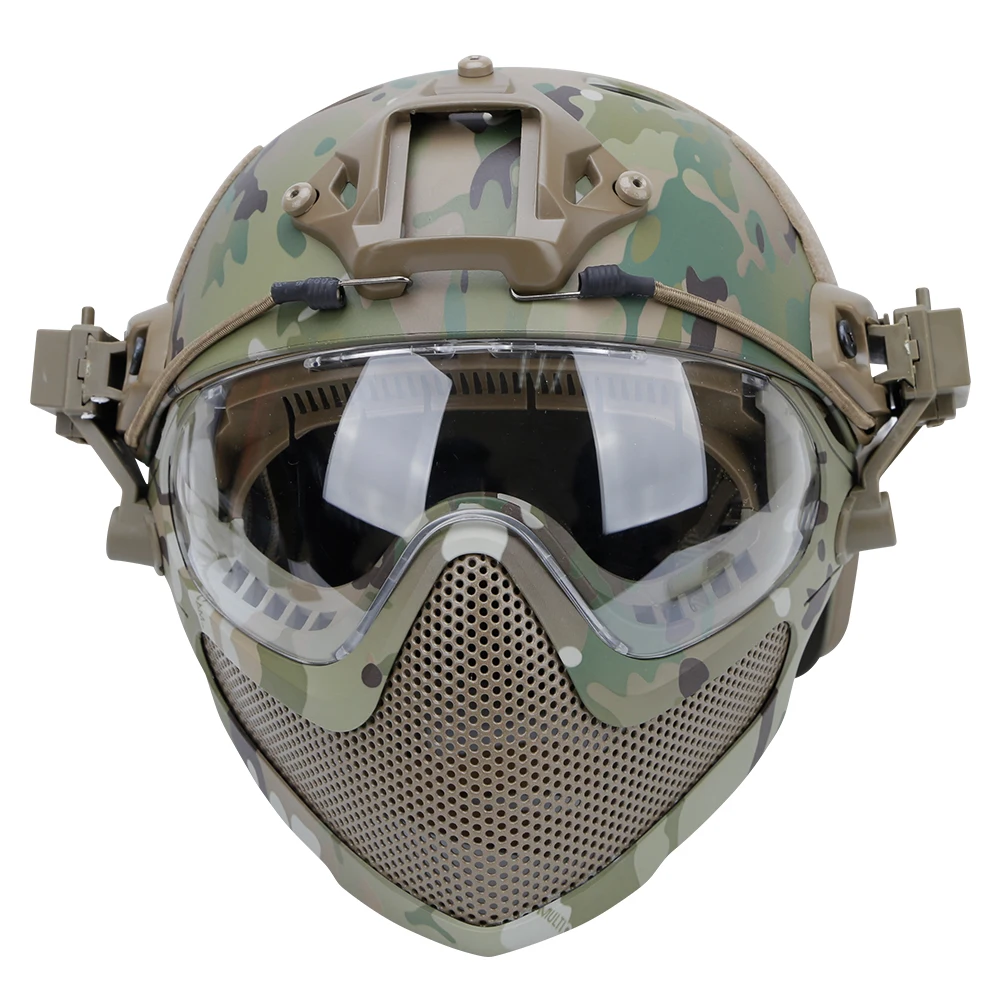 Casco táctico con protección facial y visor para airsoft, tiro - imagen 4