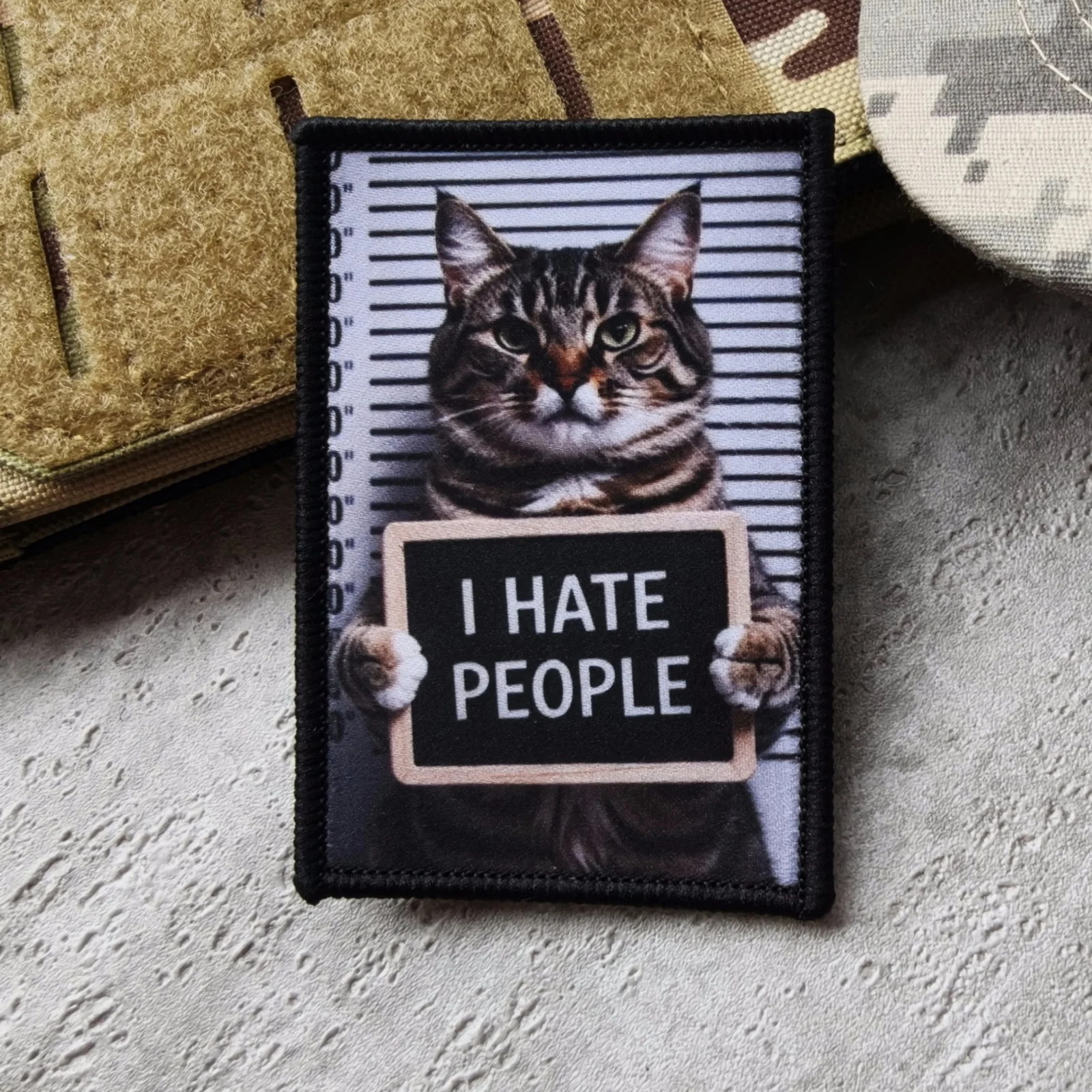 Parche táctico de gato I Hate People con cierre de gancho y bucle - imagen 5