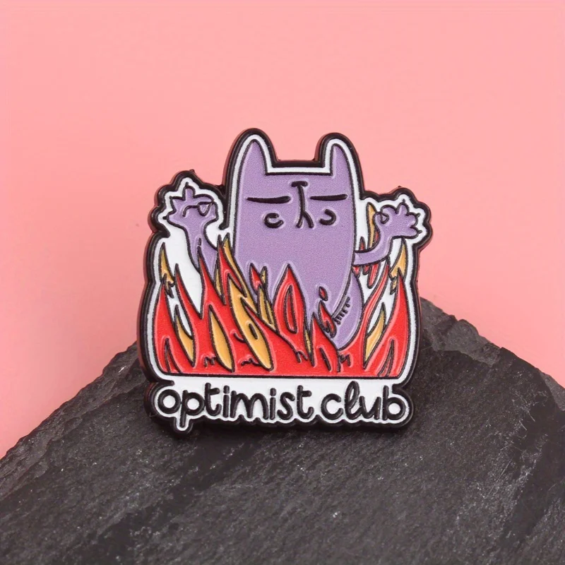 Pin lanzallamas táctico Optimist irónico: gato Zen morado