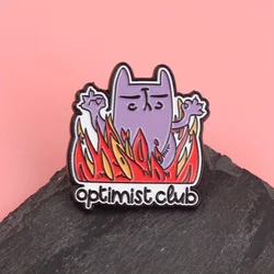 Pin lanzallamas táctico Optimist irónico: gato Zen morado