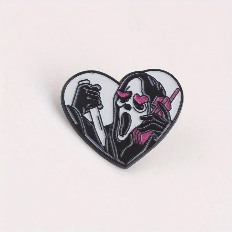 Insignia pin terror con máscara de conejito y teléfono de chicle - imagen 2