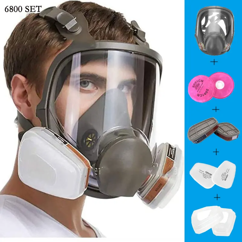 6800 Mascarilla facial completa anti niebla polvo gas para fumigacion - imagen 2