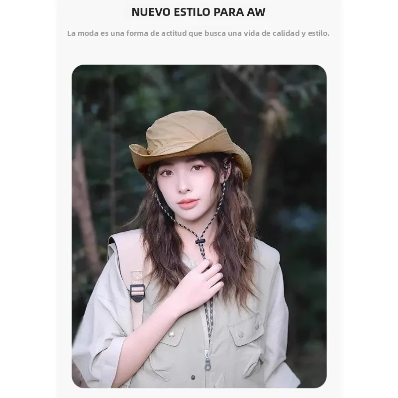 Sombrero ala ancha secado rápido gran talla, protección solar y bolsa - imagen 5