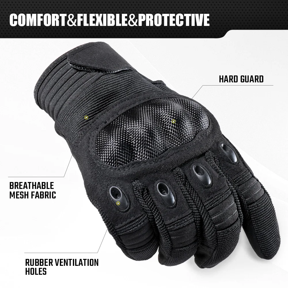 Guantes tácticos mostrando compatibilidad con pantalla táctil
