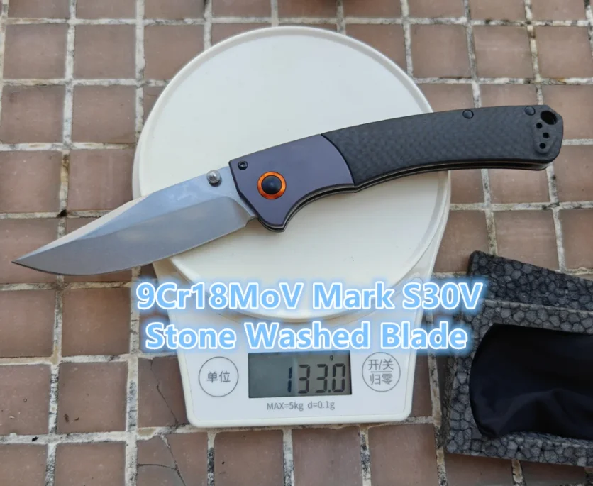 BM Cuchillo utilitario Damasco de acero para camping y trekking