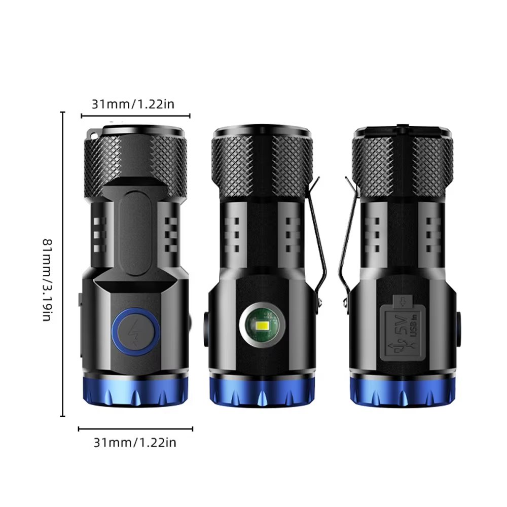 Linterna LED táctica P35 6500K USB recargable con imán integrado