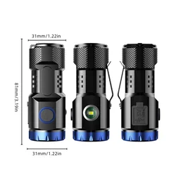 Linterna LED táctica P35 6500K USB recargable con imán integrado