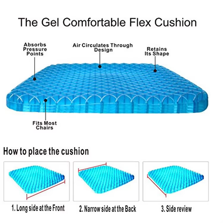 Cojín ortopédico transpirable gel de silicona panal para asiento - imagen 5