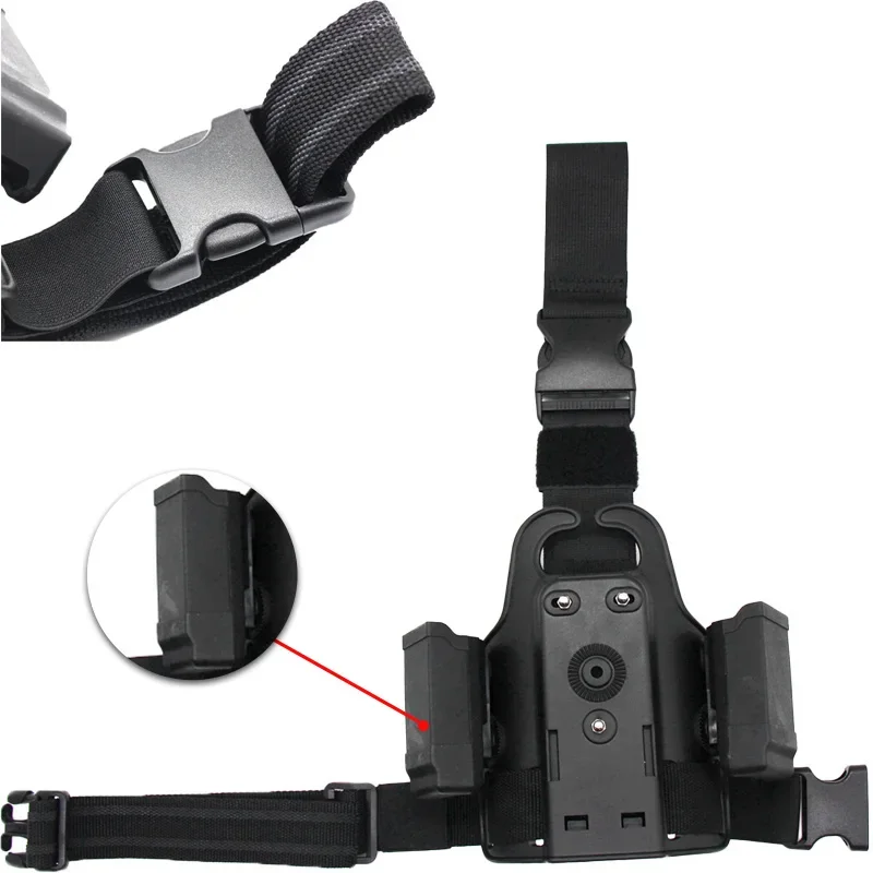 Funda táctica de muslo ajustable con portacargador para pistola