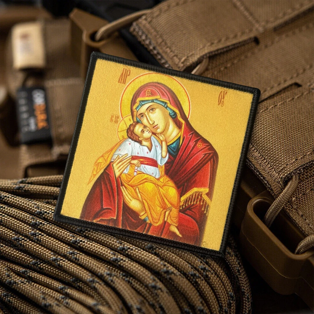 Parche bordado Virgen María y Jesús ortodoxo oriental para mochila - imagen 5