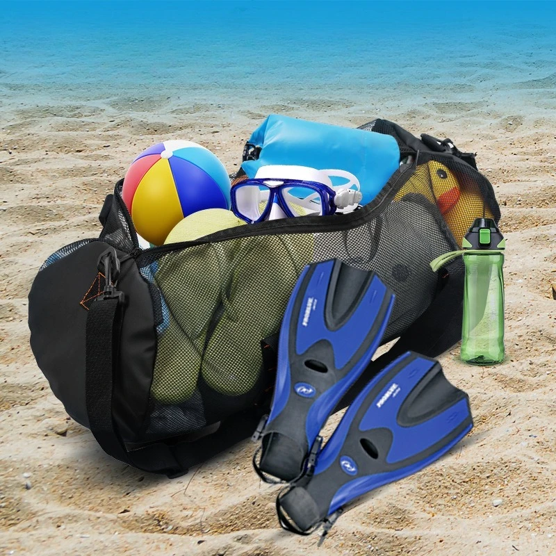 Bolsa cilíndrica de malla para playa