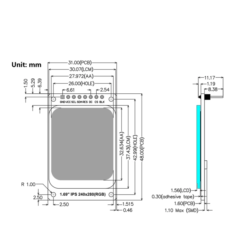 Pantalla TFT táctil para proyectos embebidos