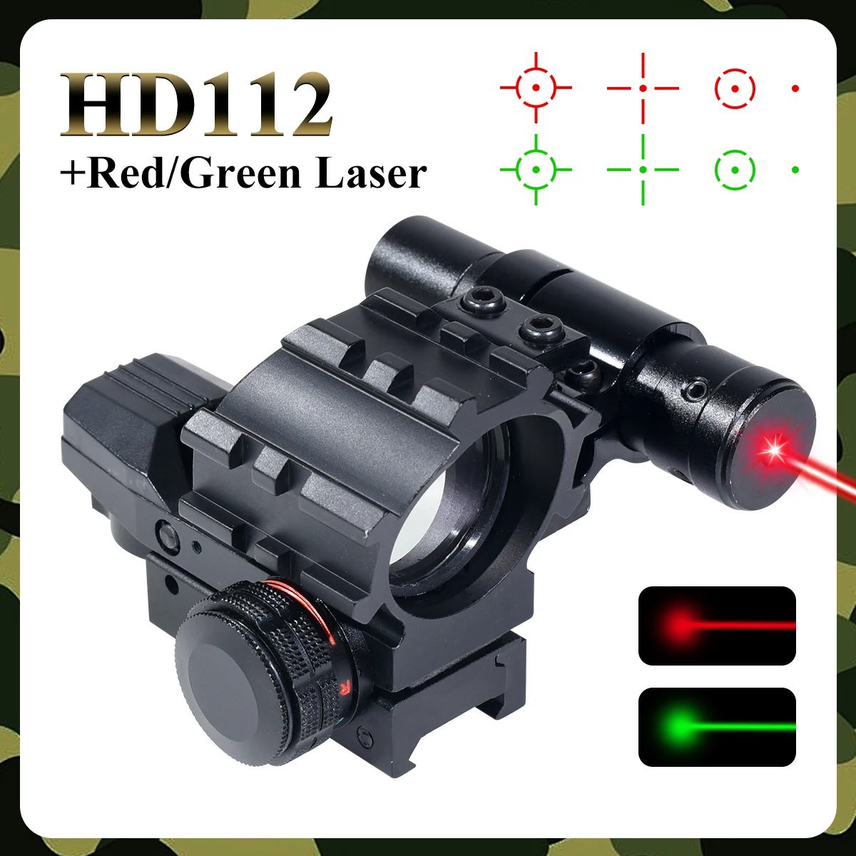 Óptica Holográfica HD112 Punto Rojo/Verde con Láser – Rifles y Pistolas - imagen 5