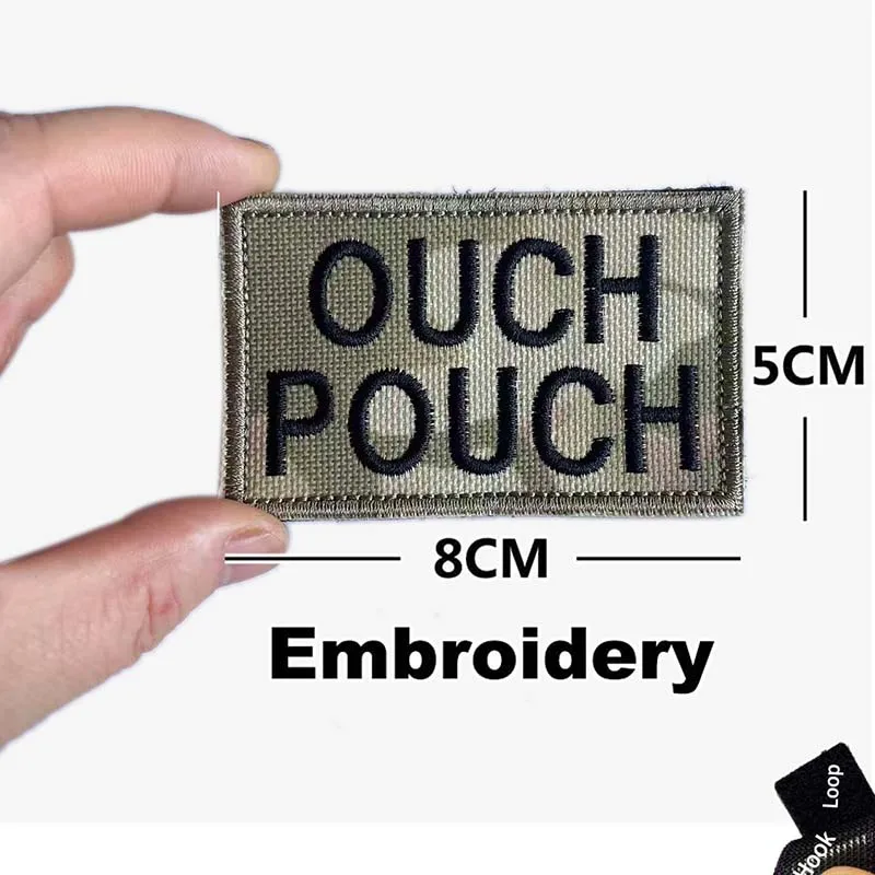 Ouch Parche bordado táctico con gancho y bucle, insignia divertida