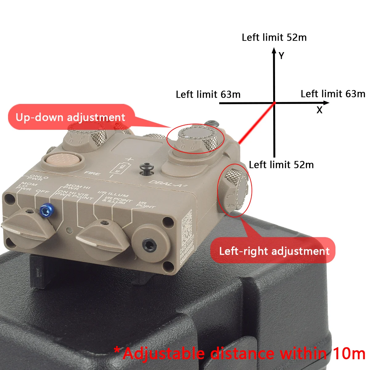 Linterna táctica DBAL A2 LED nylon con IR, luz roja y verde - imagen 3