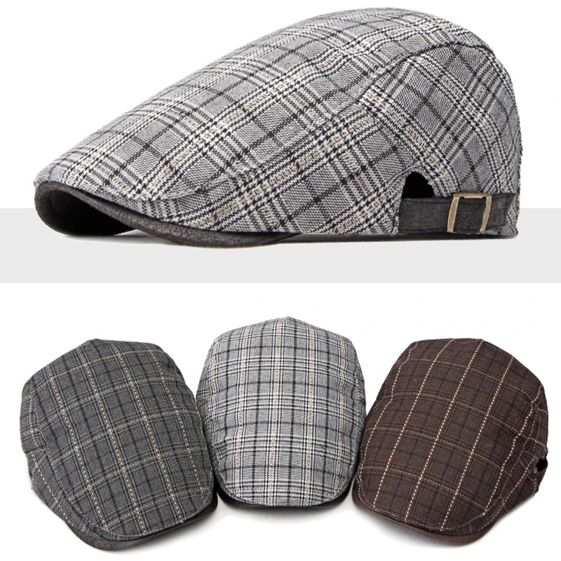 Boina táctica cuadros espiga con visera ajustable estilo Gatsby - imagen 5