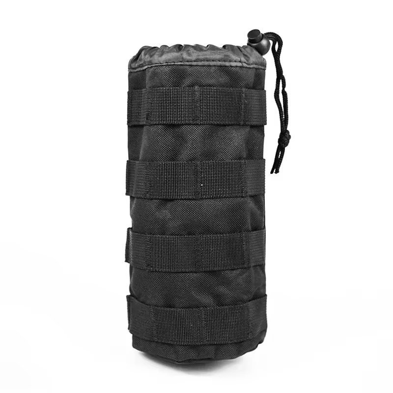 Portabotellas táctico MOLLE ajustable bolsa nailon negra exterior