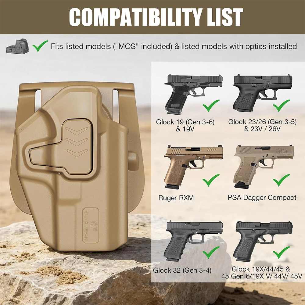 Funda táctica OWB Glock nivel II, liberación con dedo índice, derecha - imagen 3