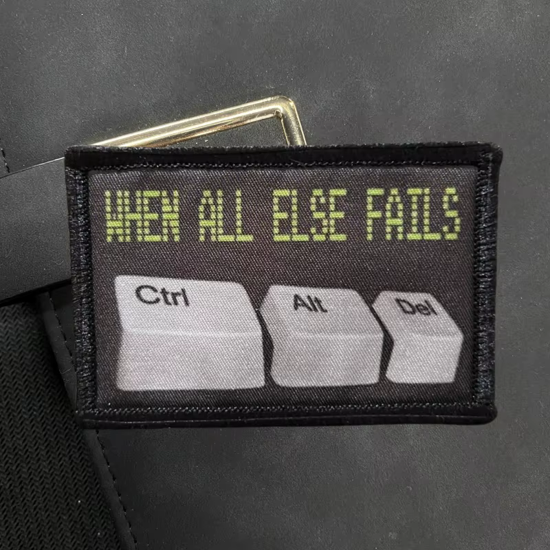 Parche táctico moral Ctrl+Alt+Del – Bordado con velcro para mochilas