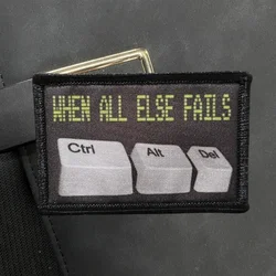 Parche táctico moral Ctrl+Alt+Del – Bordado con velcro para mochilas