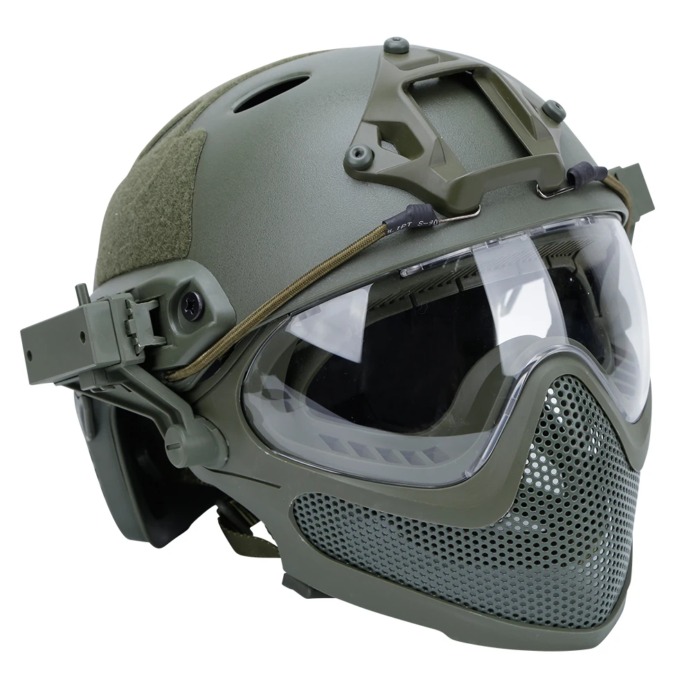 Casco táctico de tiro cobertura total malla metálica y máscara - imagen 2