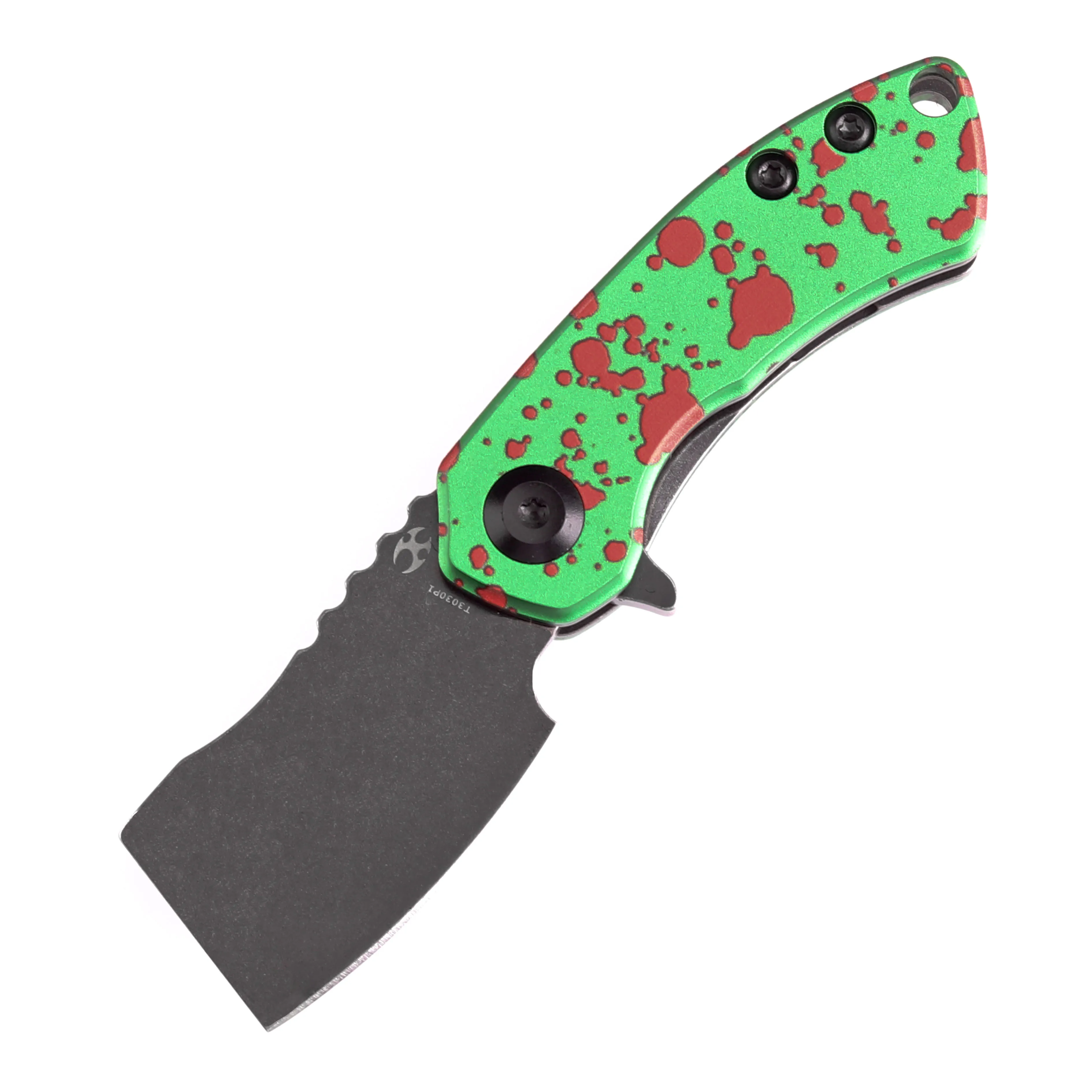 Vista del mango de aluminio anodizado verde y la hoja de 1,45