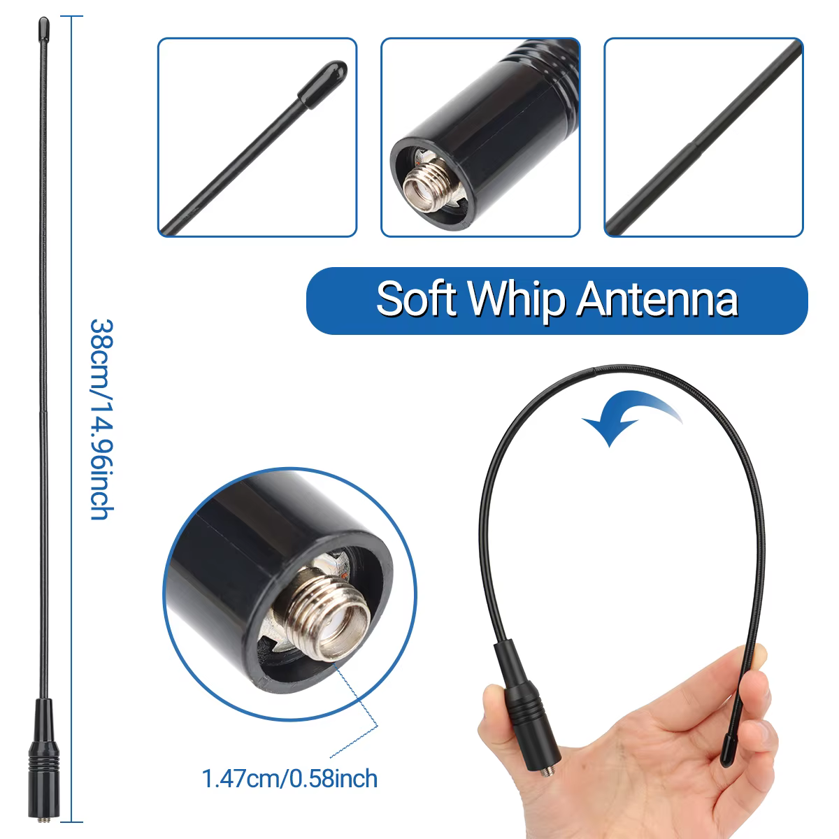 Antena Tri Band VHF/UHF SMA hembra para Walkie Talkie - imagen 5