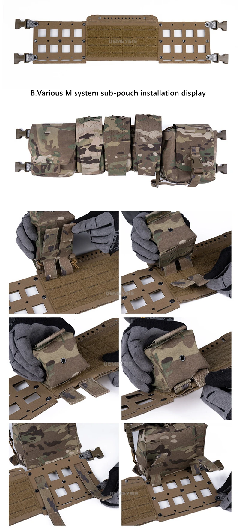 Detalle del sistema MOLLE para módulos extra