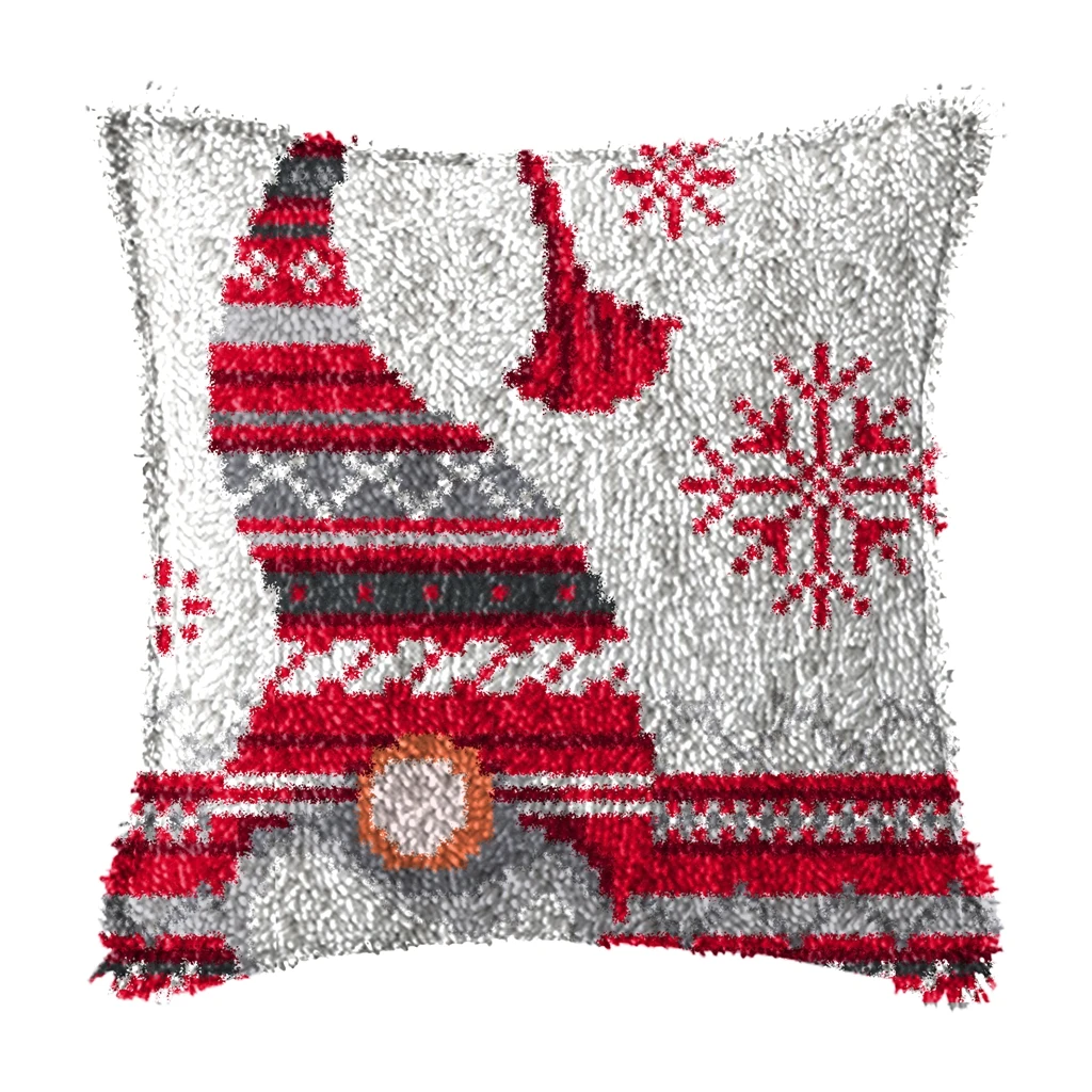 Kit alfombra crochet Navideña bordada – Almohada Smyrna DIY - imagen 5