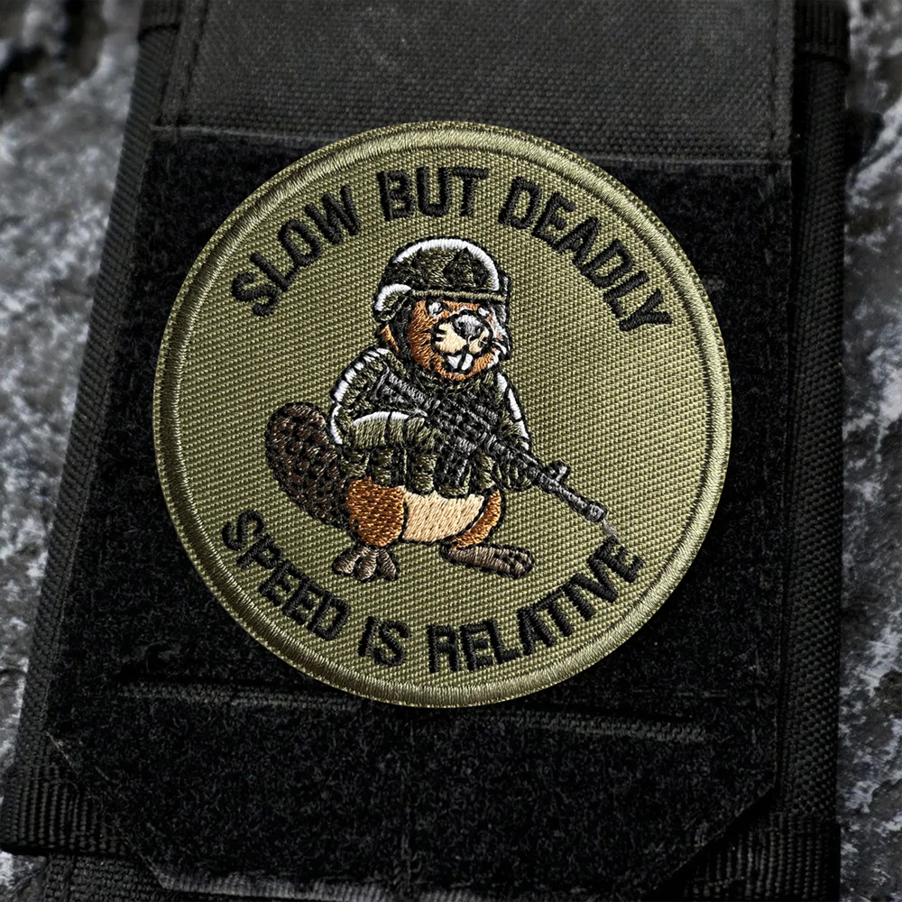 Parche táctico PVC Slow But Deadly Beaver con velcro para airsoft