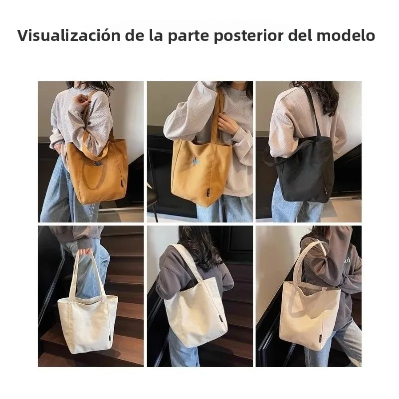 Bolso bandolera de lona bordado con letras, versátil para diario - imagen 5