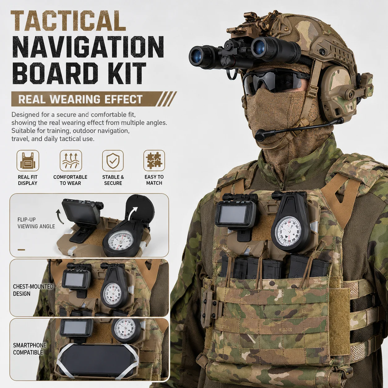Tablero de navegación táctico plegable para brújula y GPS - imagen 3