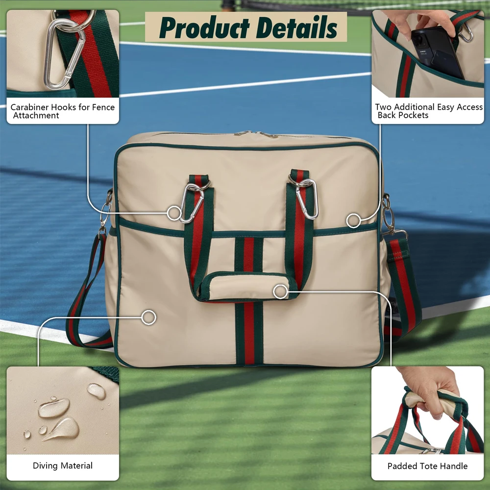 Bolsa de pickleball mujer con bolsillo frontal y correa al hombro - imagen 2