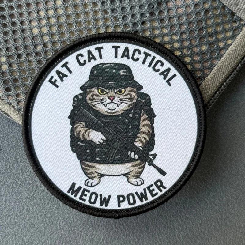 Parche táctico Fat Cat Meow Power moral estampado con gancho-bucle