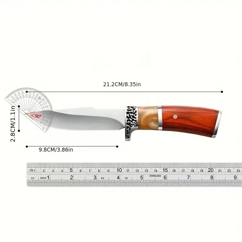Cuchillo de caza deshuesar, mango madera colores para carne camping - imagen 2