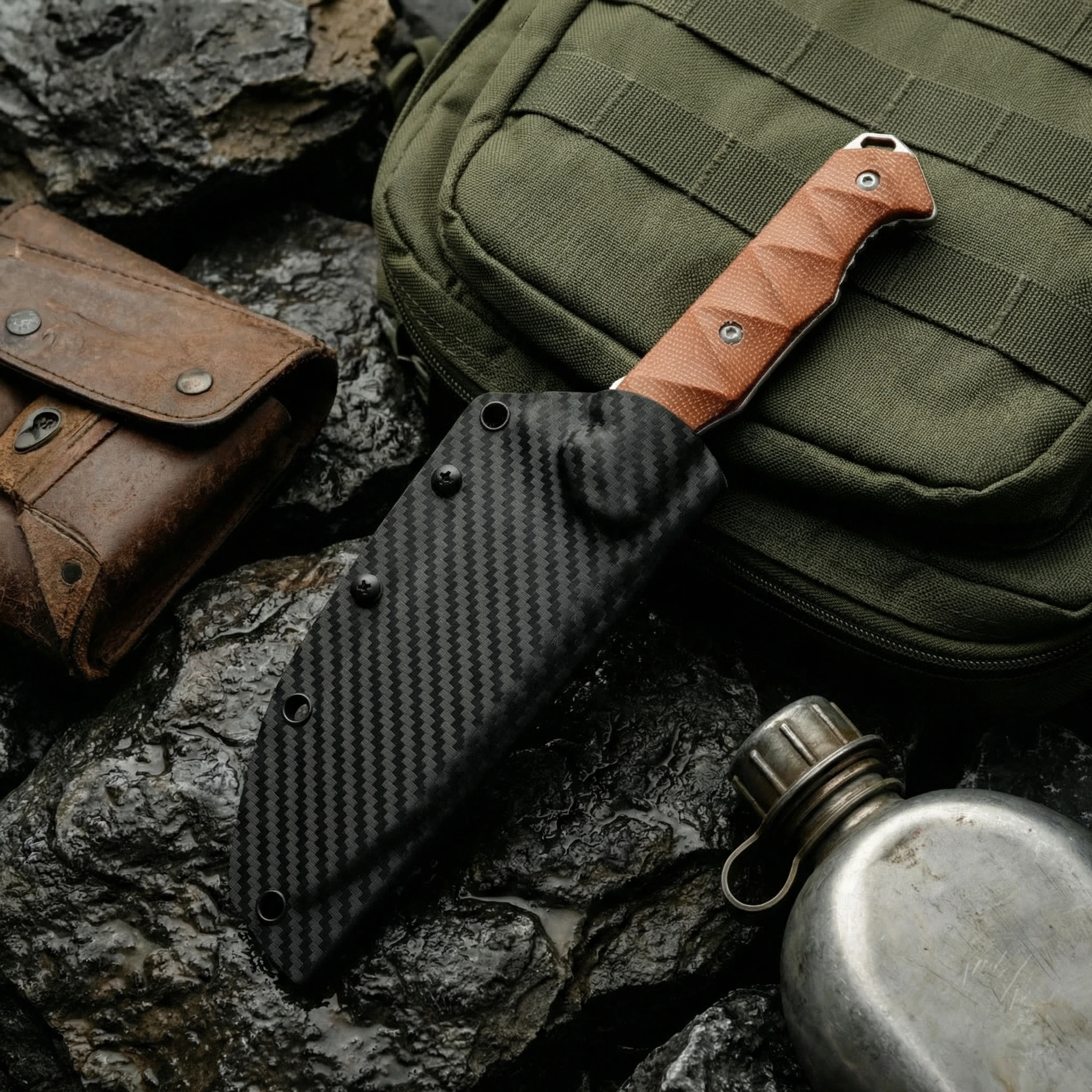 Cuchillo fijo de acero para exteriores, pequeño de emergencia - imagen 4