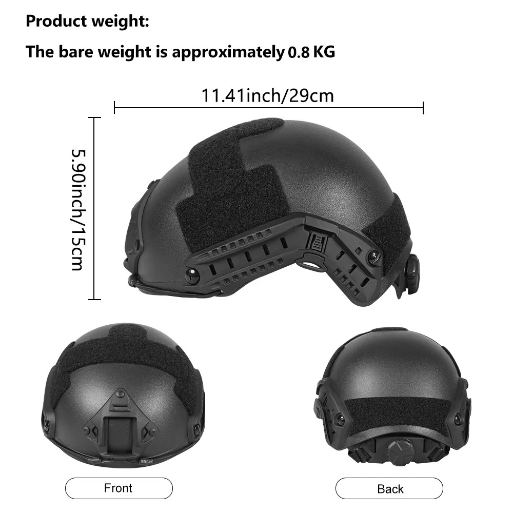 BOOIU Casco táctico ajustable ABS para Airsoft con auriculares - imagen 3