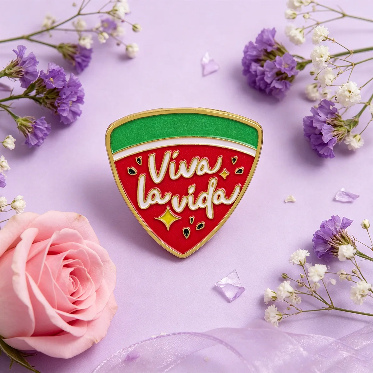 Broches de esmalte sandía Viva la vida para mujer, pines - imagen 2