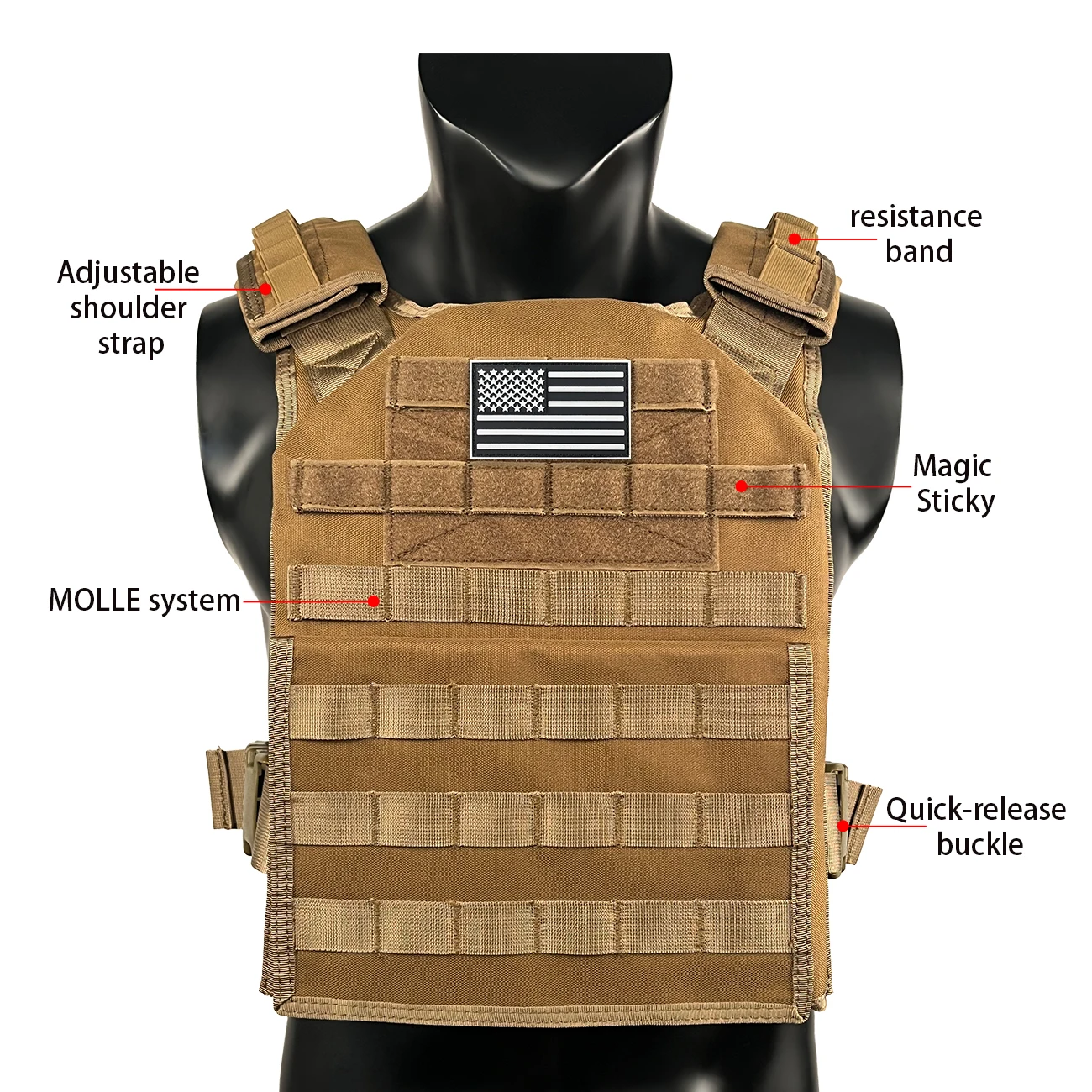 Detalle del sistema MOLLE del chaleco