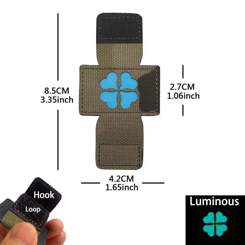 Parche táctico luminoso trébol de hojas con velcro - imagen 5
