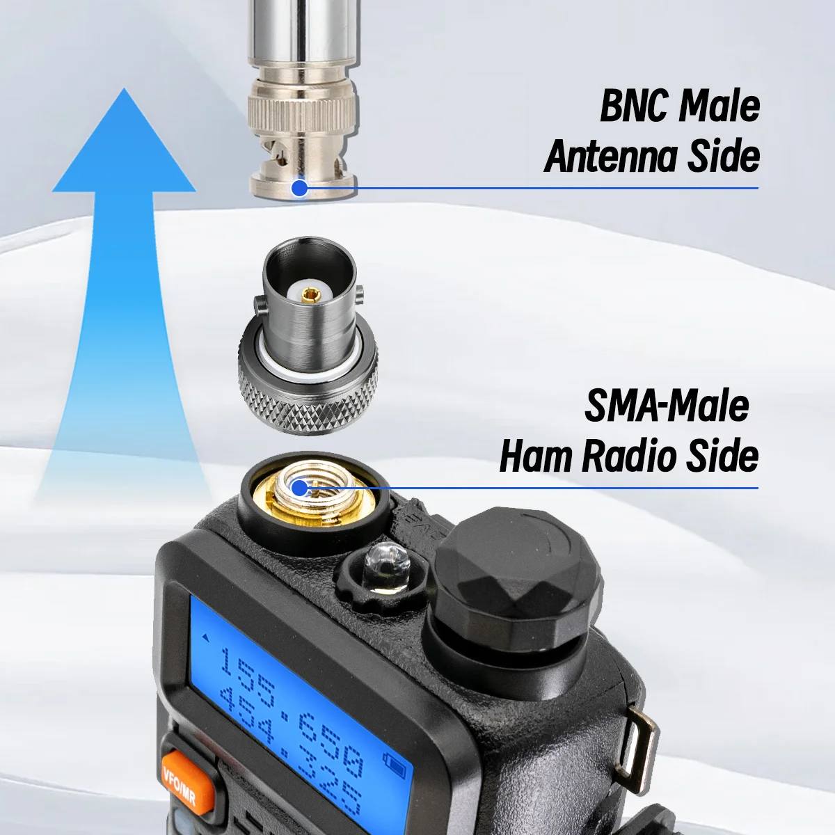 Adaptador ABBREE SMA hembra a BNC para Walkie Talkie UV-5R - imagen 2