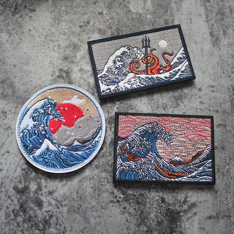Parche bordado Ondas de Nara para chaquetaેણ - imagen 2