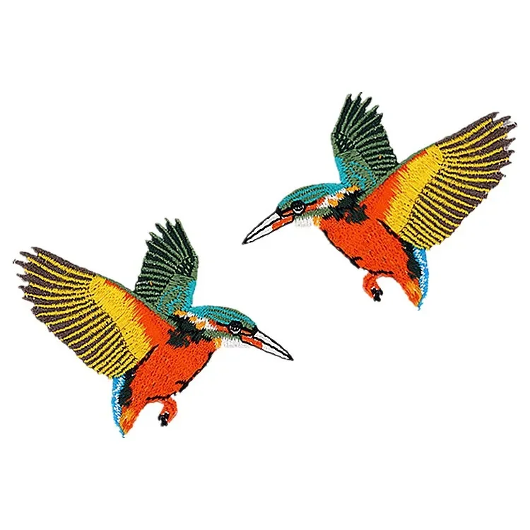 Parche para planchar girasol dorado bordado y colibrí volador - imagen 4