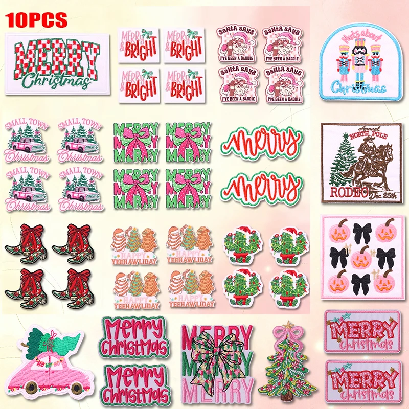 Parche navideño termoadhesivo bordado para ropa – Santa Claus y árbol - imagen 4